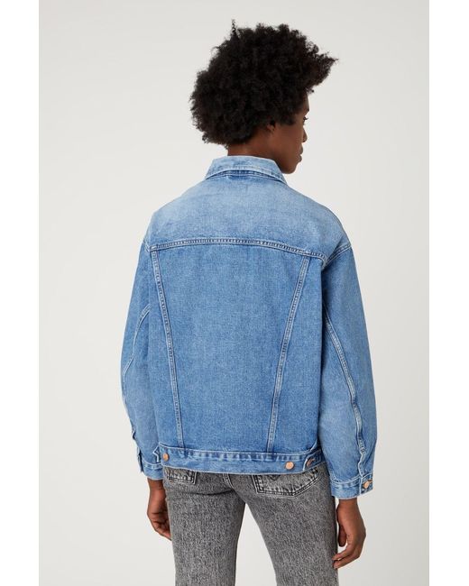 Wrangler Blue Trucker Regular Fit Regular Cut 100% Baumwolle Blau Jean Jeans Jacke Für Damen