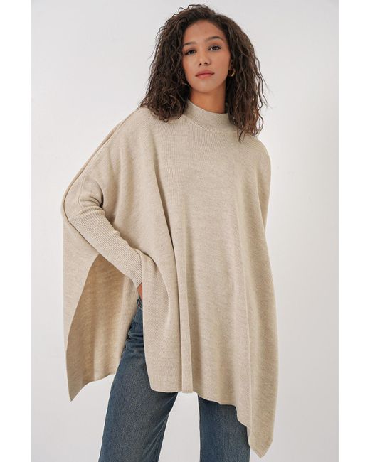 Bigdart Natural 15783 Poncho-Pullover Mit Schlitz – Für Damen