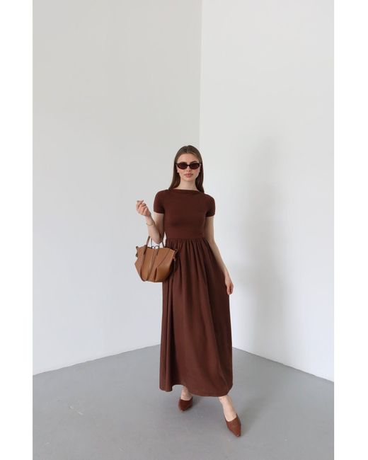 Laluvia Brown Braunes Cenva-Plisseekleid 202069 Für Damen