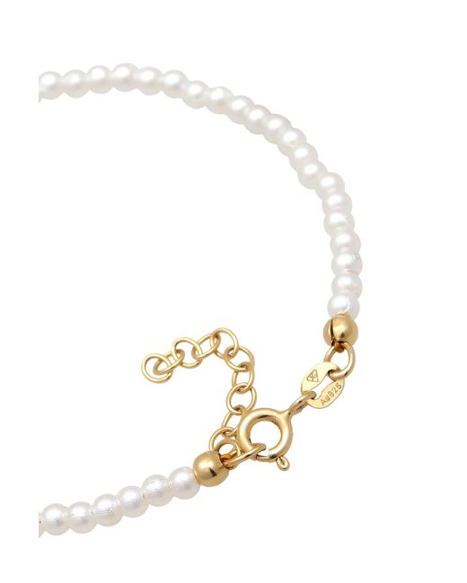 Elli Jewelry White Armband glasperlen schleife romantik 925 silber vergoldet