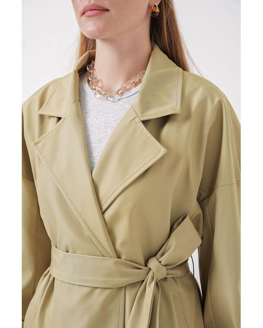 Bigdart Natural 9104 Zweireihiger Trenchcoat Mit Kragenfutter – Ölgrün Für Damen