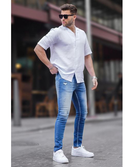 Madmext E skinny fit jeans in Blue für Herren