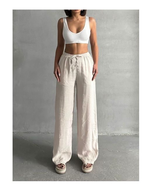 BEJNA Gray Palazzo-Hose Aus Weichem Modal Mit Elastischem Bund Für Damen