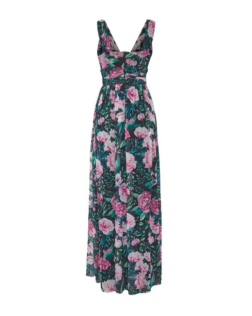 Trendyol Blue Mehrfarbiges A-Linien-Flieger-Flieger-Tüll-Strick-Lang-Stilvolles Abendkleid Für Den Abend, Mezuiyet-Kleid Für Damen