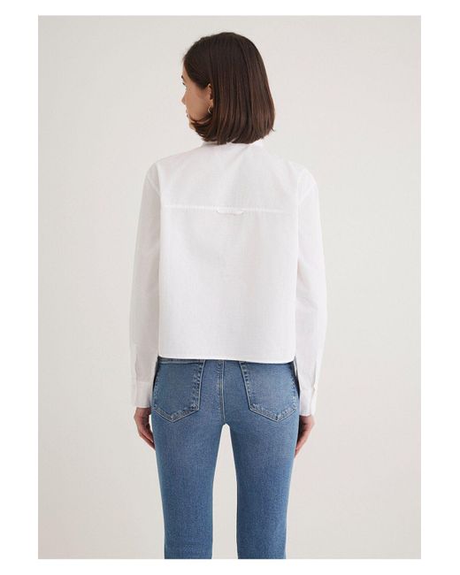 Mavi Blue Weißes Hemd Mit Lockerer Passform -620 Für Damen