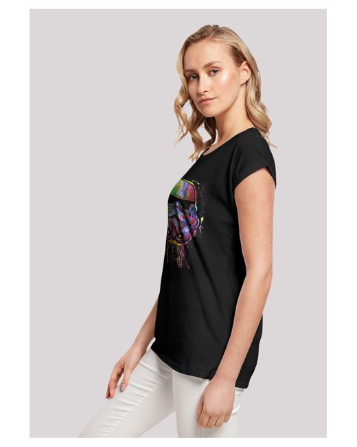 F4NT4STIC Black Stormtrooper Paint Splats With Ladies Extended Shoulder Tee Für Damen