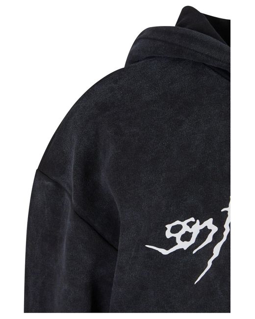9N1M SENSE Sense goth print hoodie washed in Black für Herren