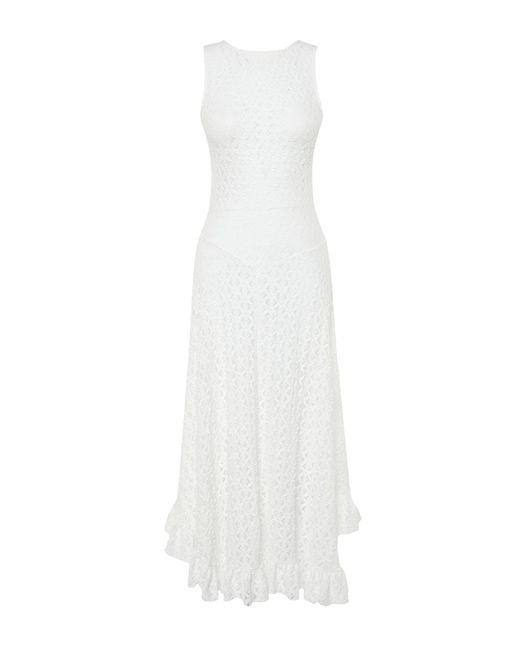 Trendyol White Es, tailliertes maxi-strandkleid aus strick