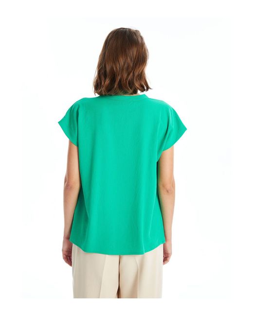 LC Waikiki Green Bluse – Design Mit Ausgefranstem Kragen Für Damen