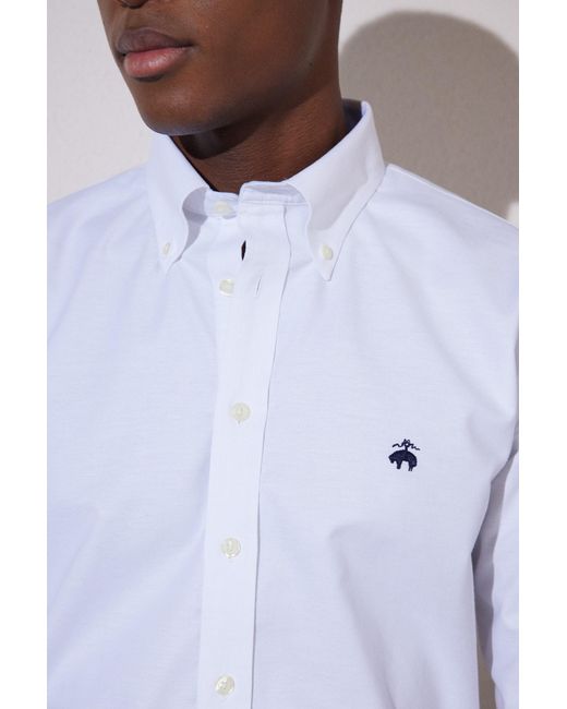 Brooks Brothers Weißes, Bügelfreies Slim-Fit-Hemd Aus Baumwolle Mit Schmaler Passform Für Herren in White für Herren
