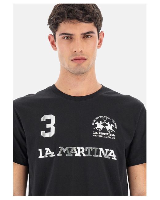 La Martina Shirt t-shirt regular fit reichard mit logo-print in Black für Herren