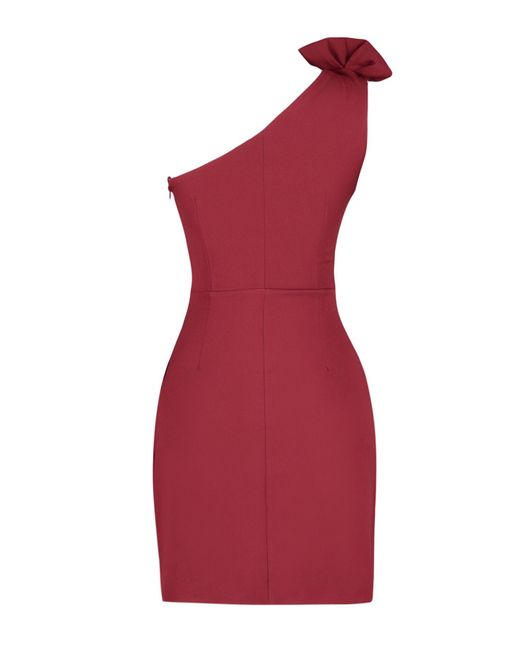 Trendyol Red Burgunderrotes, Kurzes, Stilvolles Abendkleid Mit Kragen Detailliert Gewebtes Kleid Für Damen