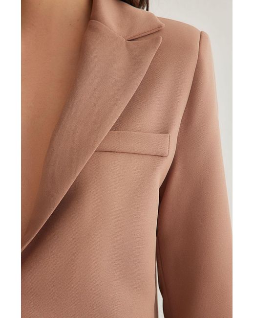 Trendyol Brown Beigefarbene Crop-Blazerjacke Mit Einem Knopf Blazerjacke Für Damen