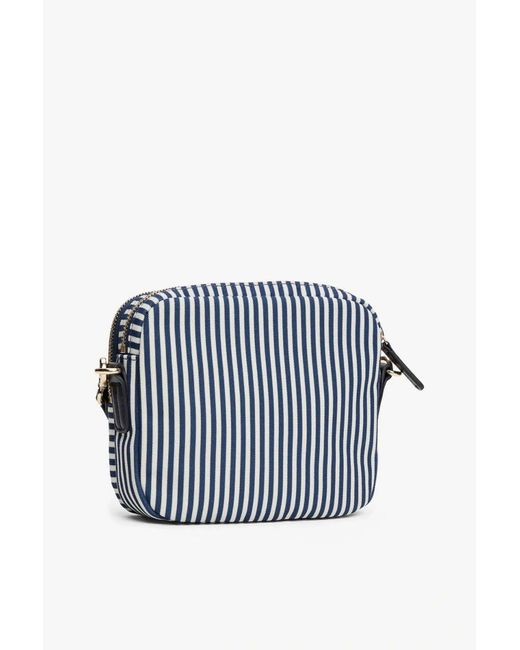 Tommy Hilfiger Blue Gestreifte Blaue Kameratasche Mit Kreuzriemen Für Damen