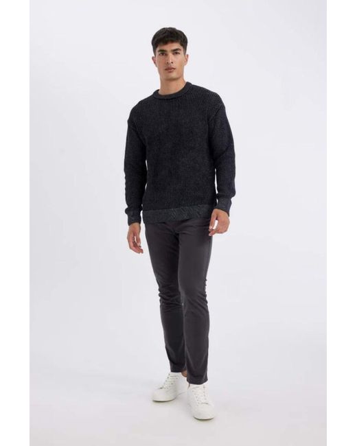 Defacto Relax Fit Strickpullover Mit Rundhalsausschnitt D2061Ax24Au Für Herren in Black für Herren