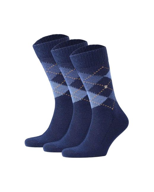 Burlington Socken preston 3er pack rautenmuster, weich, clip, einheitsgröße, 40-46 in Blue für Herren