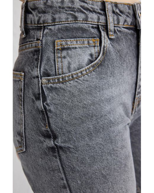 Trendyol Blue Graue Jeans Mit Normaler Taille Und Weitem Bein Für Damen