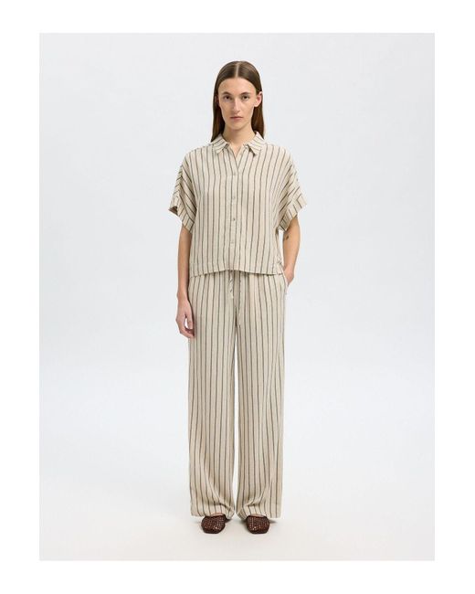 SELECTED Natural Crop-Bluse Streifen Für Damen
