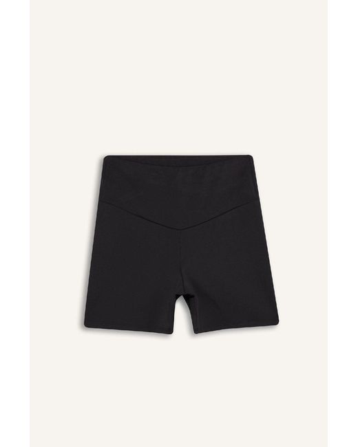 Defacto Black Fit Taille Saran Stretchy Biker Short Sportler Leggings D2907Ax25Sm Für Damen