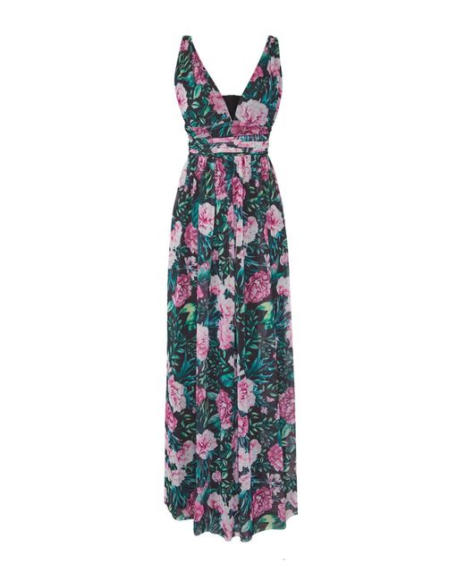 Trendyol Blue Mehrfarbiges A-Linien-Flieger-Flieger-Tüll-Strick-Lang-Stilvolles Abendkleid Für Den Abend, Mezuiyet-Kleid Für Damen
