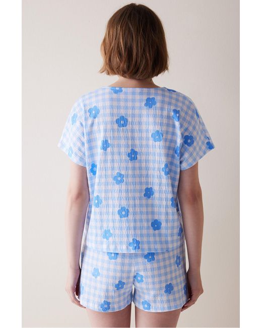 Penti Blue Base pyjama-set mit gingham-shirt und shorts