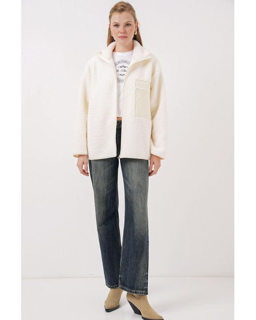 Bigdart Natural 55446 Übergroße Plüschjacke Mit Reißverschluss – Für Damen