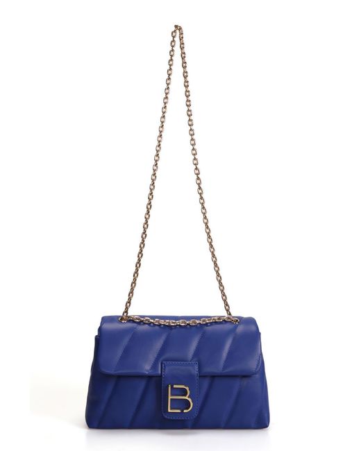 Lucky Bees Blue Gemusterte Hand- Und Schultertasche Mit Kettenriemen Für Damen