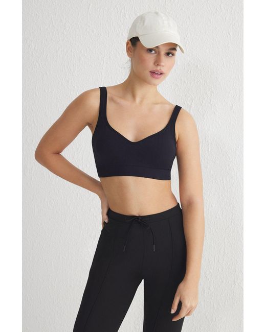 Trendyol Black Schwarzer, Nahtloser/Nahtloser, Verstellbarer, Gestützter Strick-Sport-Bh Mit Trägern Für Damen