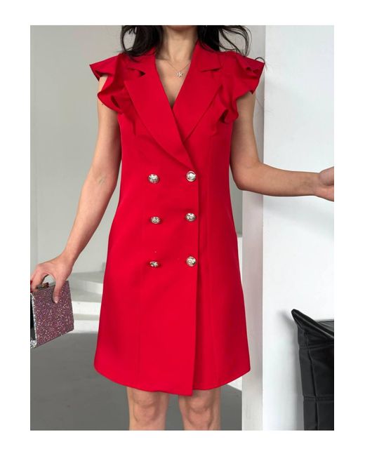ZF BUTİK Red Jackenkleid Mit Rüschenkragen Für Damen