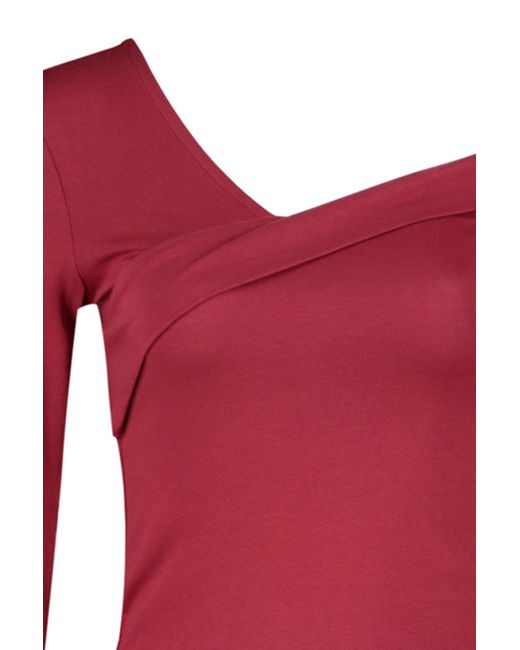 Trendyol Red Flexible Rote Baumwoll-Crop-Bluse – Volant-Detail, Körperbetont Für Damen