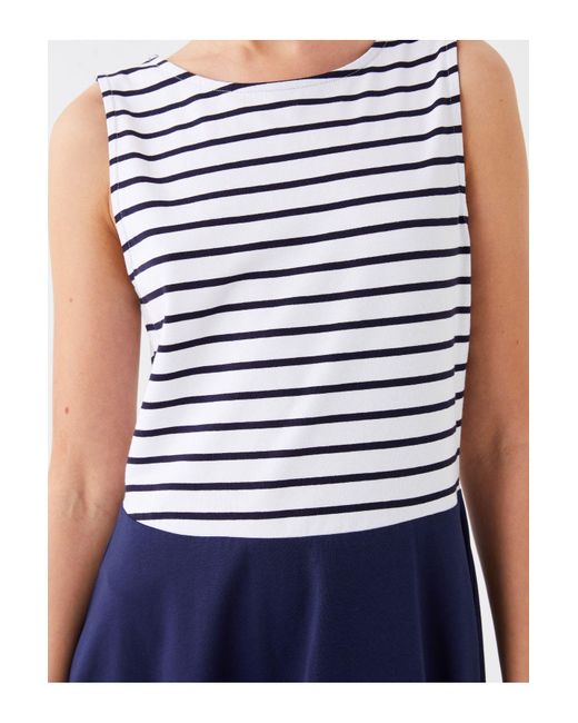 LC Waikiki Blue Gestreiftes Kleid Mit Rundhalsausschnitt Für Damen