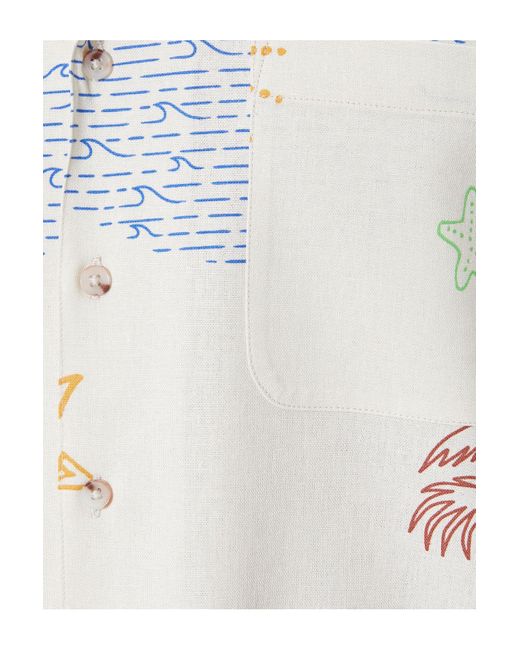 Koton Sommerhemd Mit Muster, Umlegekragen Und Taschendetail Aus Leinenmischung Für Herren in White für Herren