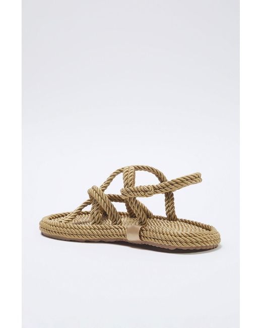 Trendyol Natural Camel Cross Strappy Rope String Strohsandalen Für Damen