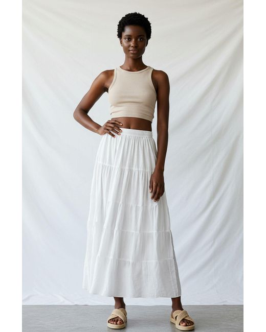 Trendyol White Weißer Gewebter Maxirock Aus Strukturiertem Baumwollstoff Für Damen
