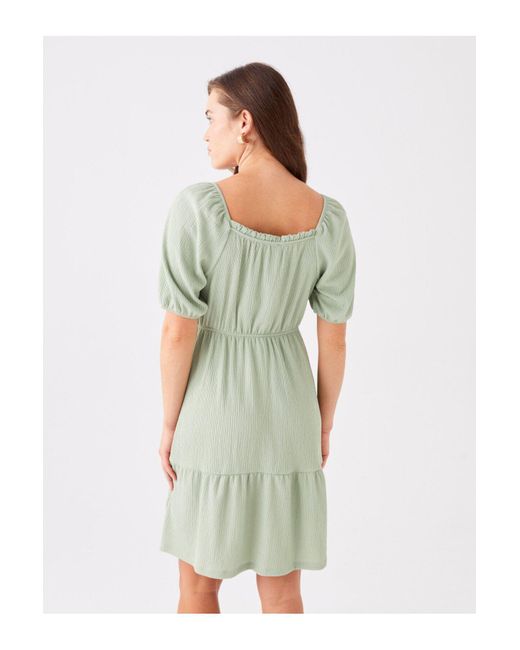 LC Waikiki Green U-Ausschnitt Kurzarm-Umstandskleid Für Damen