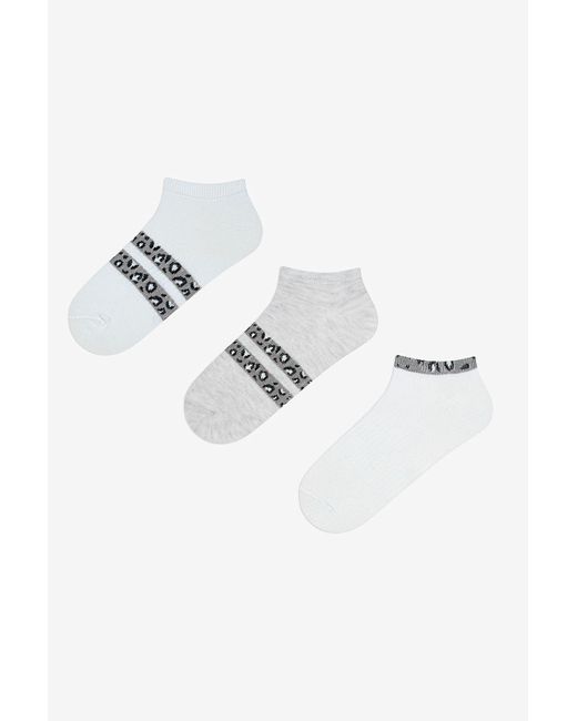 Penti Black Leopard Line Grau Weiß 3-Teilige Booties-Socken Für Damen