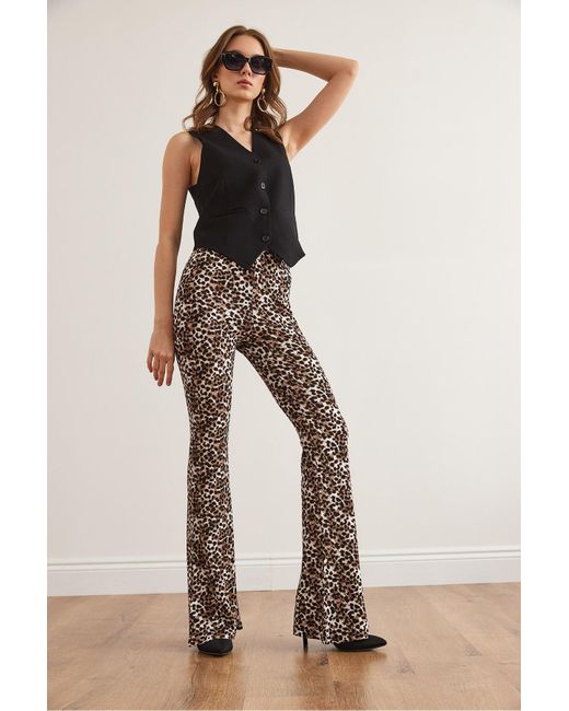 Olalook Natural Leggings Mit Leopardenmuster Und Ausgestelltem Bein, Weich Strukturierte Viscon-Leggings Tyt- 19000092 Für Damen