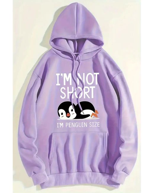 uyguntarz Purple Oversize-Sweatshirt – „I'M Not Short“ Bedruckt