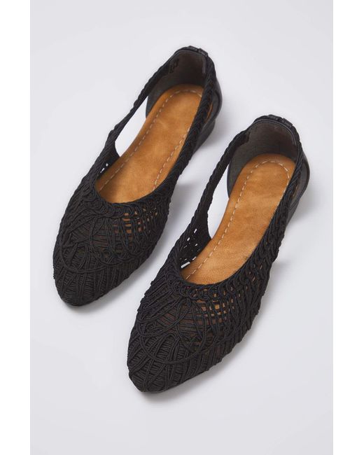 Trendyol Black Schwarzes Gestricktes, Gemustertes, Mandelförmiges Ballerina-Ballett Für Damen