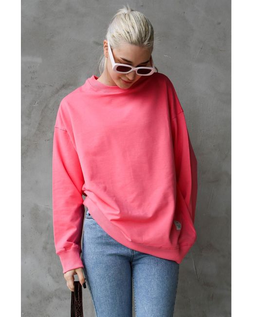 Madmext Pink Farbenes basic-sweatshirt in übergröße mg1686