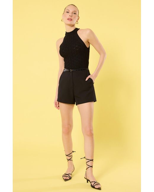 Trendyol Black Schwarze, Dünne Strickbluse Mit Neckholder-Aufdruck Für Damen