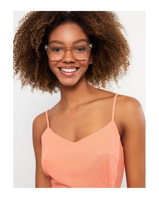 LC Waikiki Orange Kleid Mit V-Ausschnitt Und Geraden Trägern Für Damen