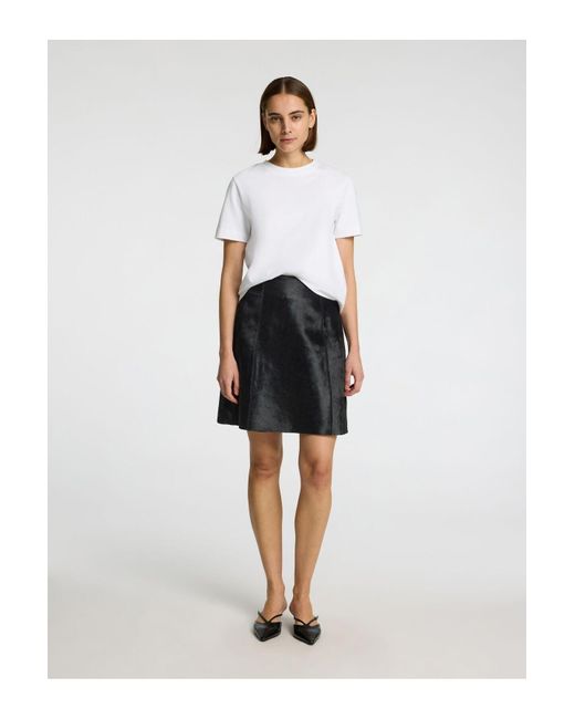 SELECTED Black Minirock 100% Rindsleder Für Damen