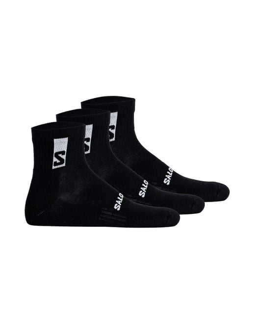 Salomon Black Unisex quartersocken, 3er pack everyday ankle, frottee, stütz-zone, logo - 39-41
