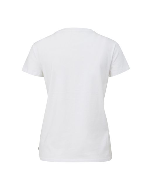 Qs By S.oliver White T-shirt, jersey, frontprint, rundhalsausschnitt, ausschnitt mit rippblende
