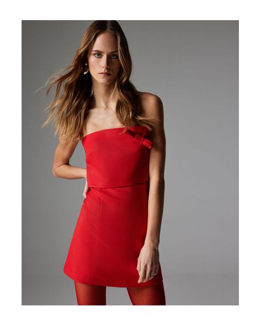 Koton Red Trägerloses Minikleid – Schleifendetail Für Damen