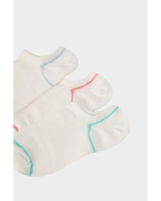 Defacto White 3-Teilige Sneaker-Socken Aus Baumwolle E2088Axns Für Damen
