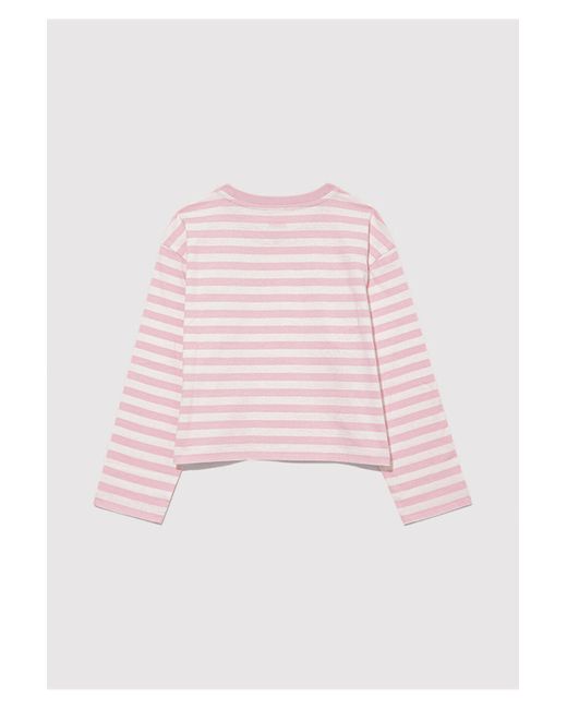 Mavi Pink Gestreiftes T-Shirt Mit Stickerei, Lockere Passform Lockere, Entspannte Passform -89150 Für Damen