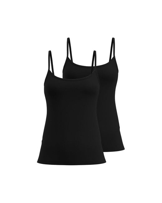 Calida Black Spaghettitop 2Er Pack Essential Cotton, Unterhemd, Top, Jersey, Einfarbig Für Damen