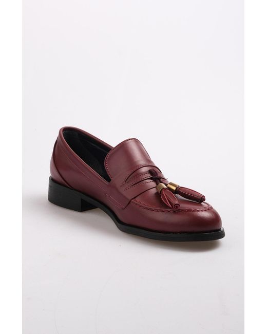 Mio Gusto Gray Dylan Burgunderfarbene Oxford-Flachschuhe Für Damen